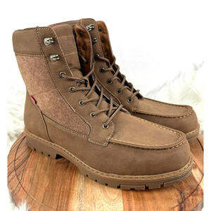 Levi's Arizona Moc Neo Men's 13 Brown Lace Up Boots Plaid Lined NWB